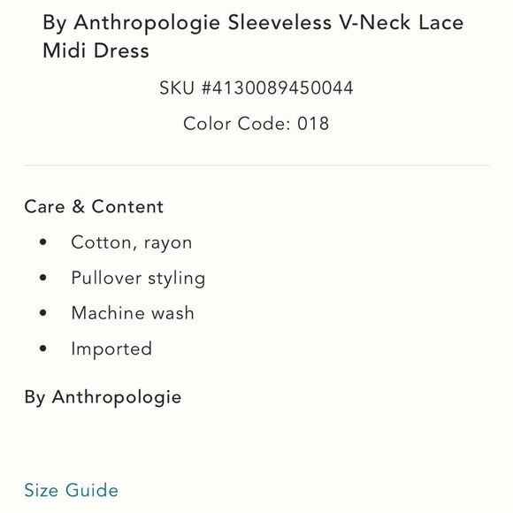 Anthropologie Sleeveless V-Neck Lace Midi Dress - Picture 7 of 7